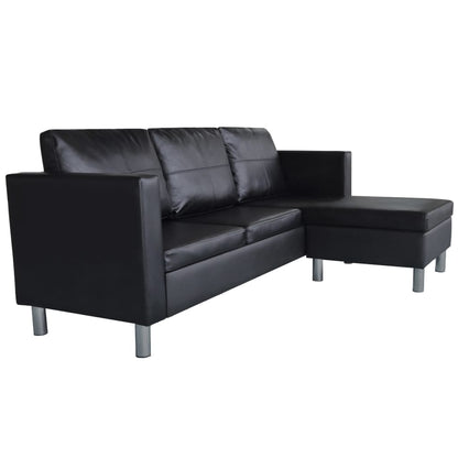 vidaXL 3-seater sectional sofa in black synthetic leather