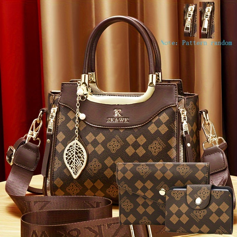 Three-Piece Set of Women'S Printed Handbags, Stylish And Trendy Shoulder Bags, And Crossbody Bags.