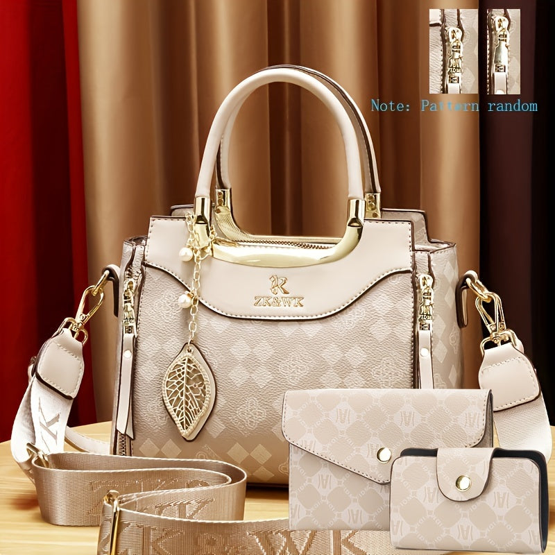 Three-Piece Set of Women'S Printed Handbags, Stylish And Trendy Shoulder Bags, And Crossbody Bags.