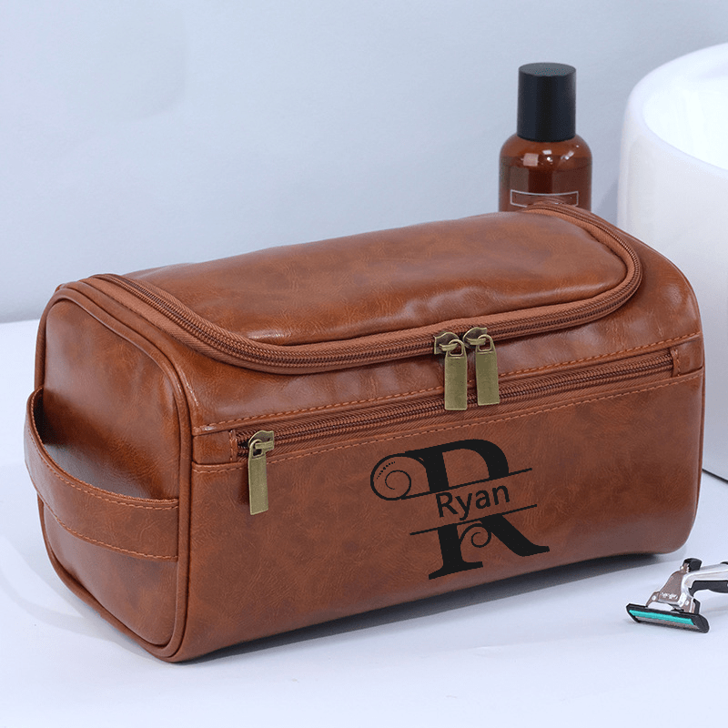 Personalized Men's Wash Bag, Customized Name Art Letter Style Wash Bag Cosmetic Bag, Anniversary Birthday Gift Christmas Valentine's Day Gift