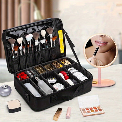 YIMUWN Wear-Resistant Nylon Cosmetic Case with Detachable Dividers, Hand Washable Makeup Organizer Box - Casual Style, No Print Design from Guangzhou - 1pc