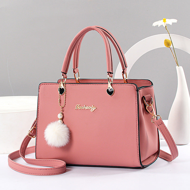 Women'S Elegant Faux Leather Handbag with Tassel Embellishment, Lightweight Solid Color Shoulder Bag with Adjustable Strap, Zipper Closure, Polyester Lined, Edge Paint Detail - Available in Multiple Colors