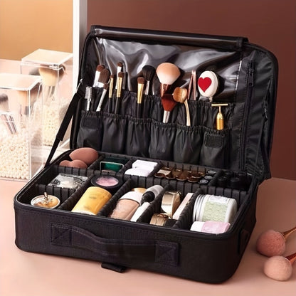 YIMUWN Wear-Resistant Nylon Cosmetic Case with Detachable Dividers, Hand Washable Makeup Organizer Box - Casual Style, No Print Design from Guangzhou - 1pc