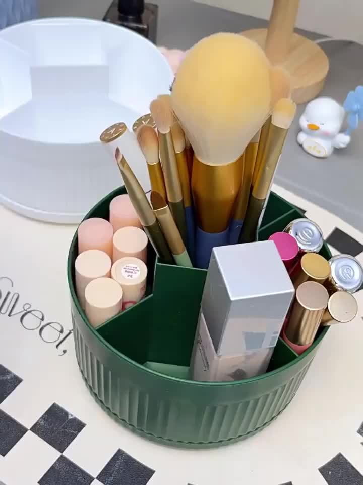 1pc of 360° Rotating Desktop Cosmetic Storage Box, Multifunctional Makeup Box, Skin Care Storage Box, Plastic Makeup Brush Storage Box, Suitable for Party Gifts, Holiday Gifts, Valentine'S Day Gifts, Happy Valentine'S Day