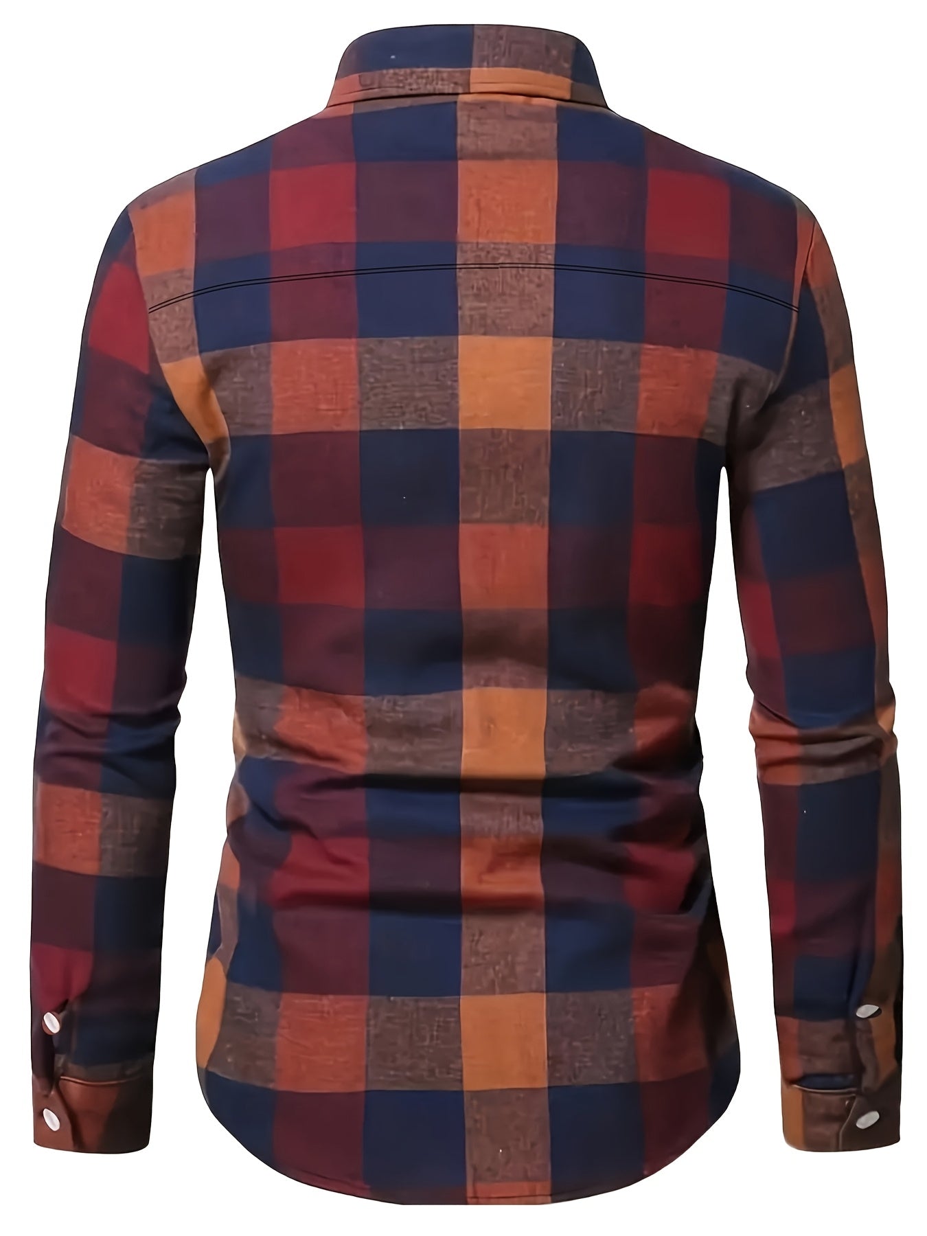 3pcs Men'S Plaid Long Sleeve Casual Shirts with Lapel Collar, Pocket Details, Polyester Material, Non-Stretch Fabric, Spring/Fall Season, Regular Fit, Sports Style