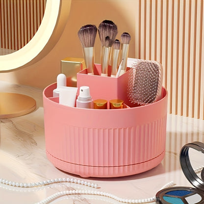 1pc of 360° Rotating Desktop Cosmetic Storage Box, Multifunctional Makeup Box, Skin Care Storage Box, Plastic Makeup Brush Storage Box, Suitable for Party Gifts, Holiday Gifts, Valentine'S Day Gifts, Happy Valentine'S Day