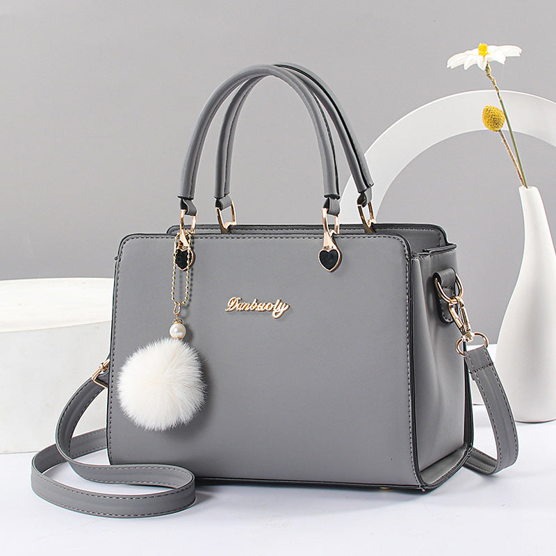 Women'S Elegant Faux Leather Handbag with Tassel Embellishment, Lightweight Solid Color Shoulder Bag with Adjustable Strap, Zipper Closure, Polyester Lined, Edge Paint Detail - Available in Multiple Colors