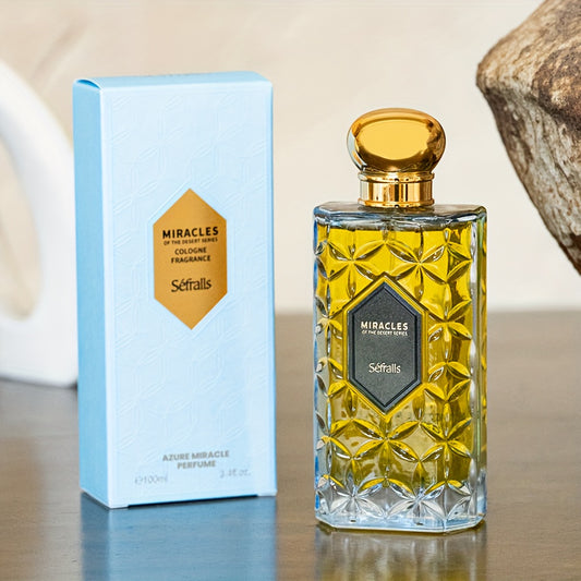 1 x Séfralls AZURE MIRACLE Eau de Toilette for Men and Women - 100ml/3.4fl.oz, Aromatic Citrus Scent, Long-Lasting Fresh Fragrance, Luxury Perfume with 5-15% Concentration, Alcohol-Based, Formaldehyde-Free