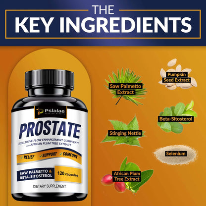 Prostate - Men's Prostate Health, Hair Growth, Urinary Tract Health, Frequent Urination - 120 Capsules