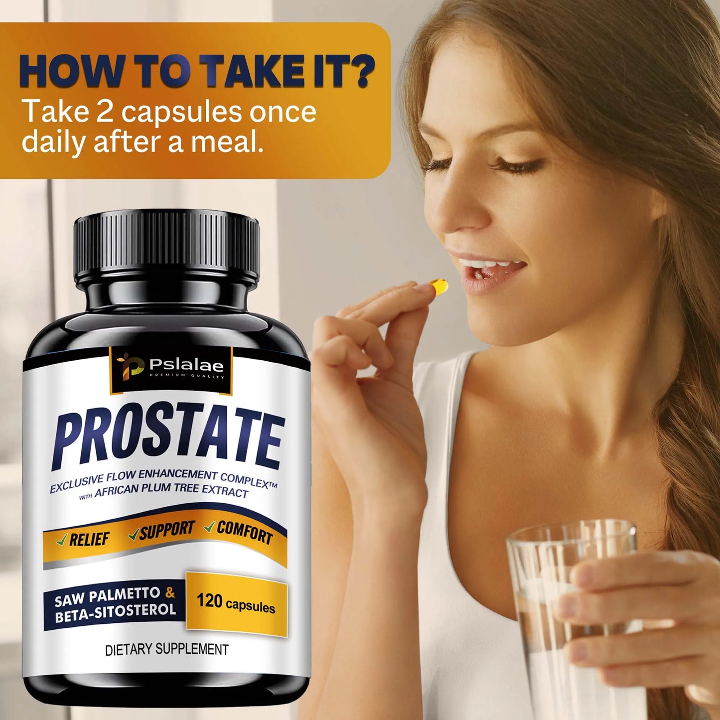 Prostate - Men's Prostate Health, Hair Growth, Urinary Tract Health, Frequent Urination - 120 Capsules