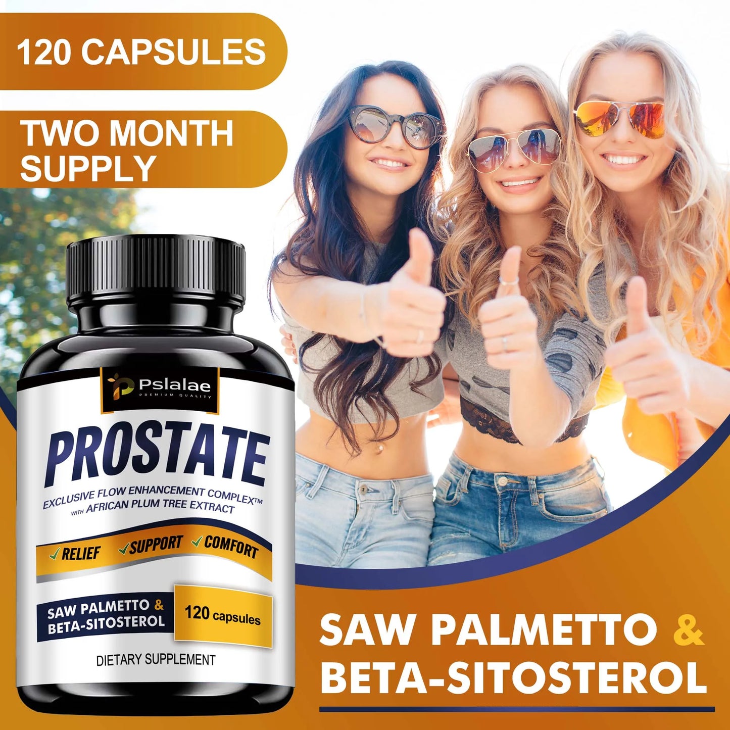 Prostate - Men's Prostate Health, Hair Growth, Urinary Tract Health, Frequent Urination - 120 Capsules