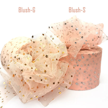 25Yards 6cm Star Tulle Confetti Glitter Mesh Baking Cake Topper Tutu Pom Bow Soft Squine Organza DIY Wedding Birthday Decoration