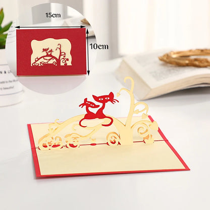 3D Pop Up Card Lovers Wedding Invitation Greeting Cards Laser Cut Valentine's Day Anniversary Couples Wife Husband Gift Postcard