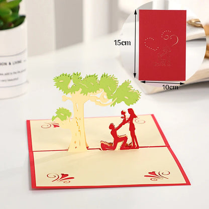 3D Pop Up Card Lovers Wedding Invitation Greeting Cards Laser Cut Valentine's Day Anniversary Couples Wife Husband Gift Postcard