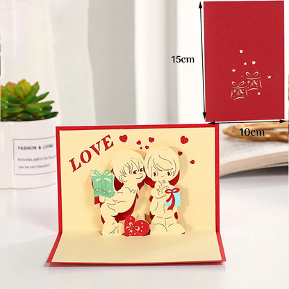 3D Pop Up Card Lovers Wedding Invitation Greeting Cards Laser Cut Valentine's Day Anniversary Couples Wife Husband Gift Postcard