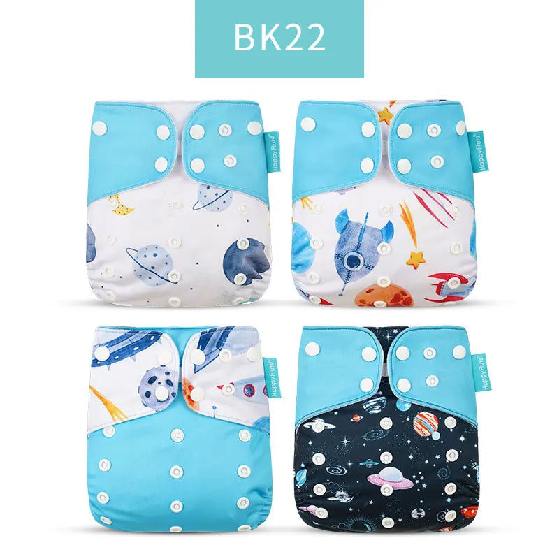 Happyflute 2023 New Fashion Style Baby Nappy 4Pcs/Set Diaper Cover Waterproof&Reusable Cloth Diaper