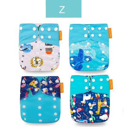 Happyflute 2023 New Fashion Style Baby Nappy 4Pcs/Set Diaper Cover Waterproof&Reusable Cloth Diaper