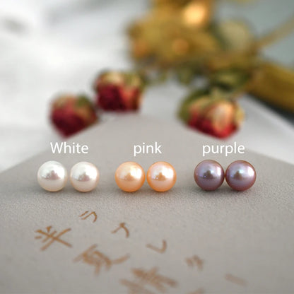 ASHIQI Real Natural Freshwater Pearl Stud Earrings 925 Sterling Silver With Gold Jewelry For Women Gifts