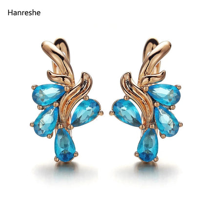 Hanreshe Crystal Stud Earrings Small Red Blue Natural Zircon  Hiphop Jewelry Party Cute Gold Color Lovers Earrings Women Gift