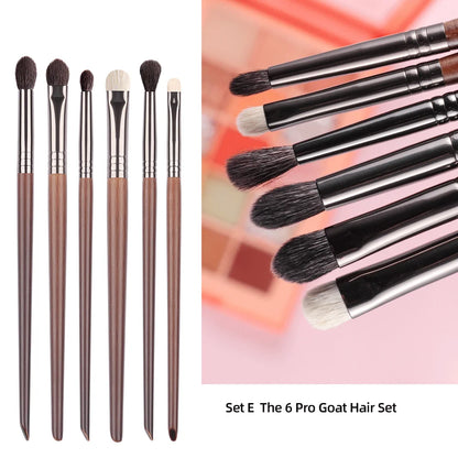 OVW Cosmetic 2/6 pcs Makeup Eye Shadow Brush Set Goat Hair Tool Ultra Soft Make Up Tapered Blender Diffuse Kit Cut Crease Brush