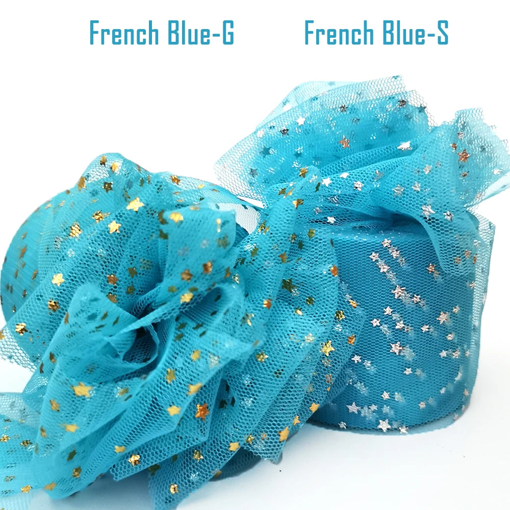 25Yards 6cm Star Tulle Confetti Glitter Mesh Baking Cake Topper Tutu Pom Bow Soft Squine Organza DIY Wedding Birthday Decoration