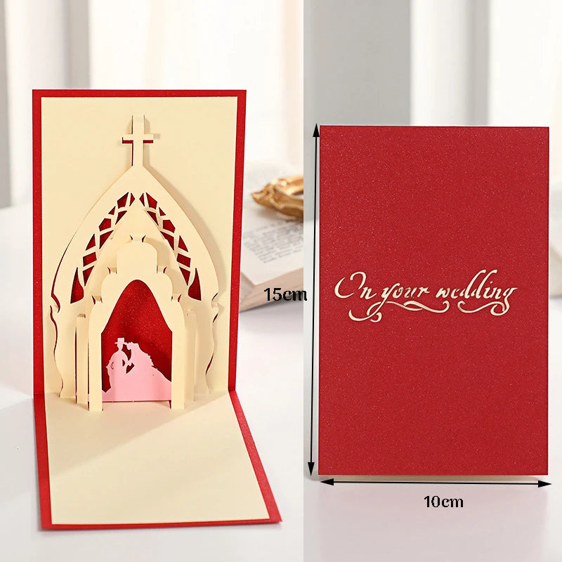 3D Pop Up Card Lovers Wedding Invitation Greeting Cards Laser Cut Valentine's Day Anniversary Couples Wife Husband Gift Postcard