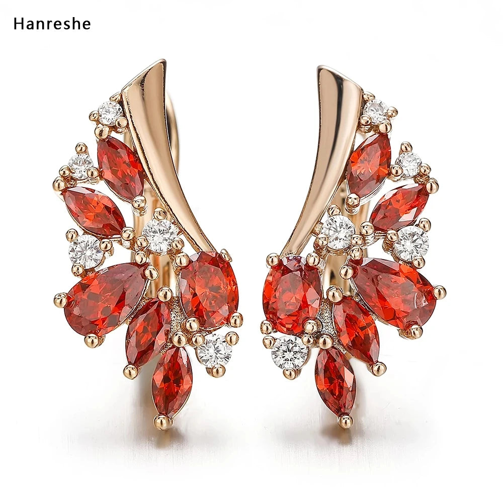 Hanreshe Crystal Stud Earrings Small Red Blue Natural Zircon  Hiphop Jewelry Party Cute Gold Color Lovers Earrings Women Gift