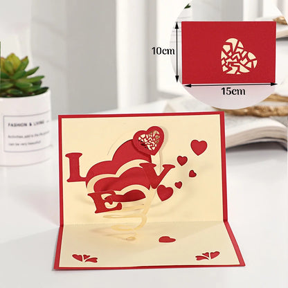 3D Pop Up Card Lovers Wedding Invitation Greeting Cards Laser Cut Valentine's Day Anniversary Couples Wife Husband Gift Postcard