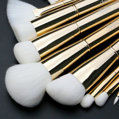 Makeup Brush Set 10Pcs Gold Powder Blush Foundation Eyebrow Make Up Brushes Kit