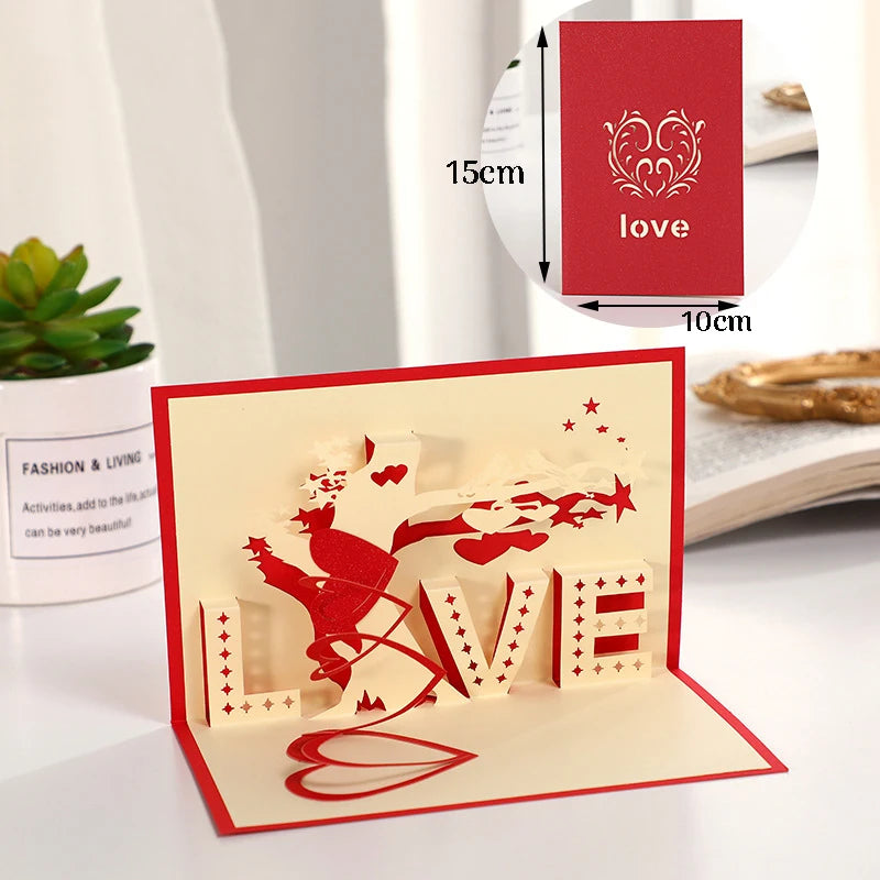 3D Pop Up Card Lovers Wedding Invitation Greeting Cards Laser Cut Valentine's Day Anniversary Couples Wife Husband Gift Postcard