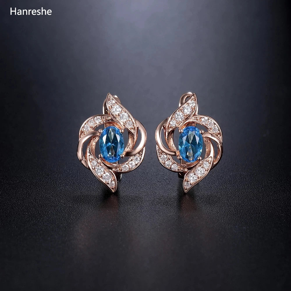 Hanreshe Crystal Stud Earrings Small Red Blue Natural Zircon  Hiphop Jewelry Party Cute Gold Color Lovers Earrings Women Gift