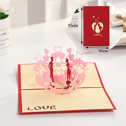 3D Pop Up Card Lovers Wedding Invitation Greeting Cards Laser Cut Valentine's Day Anniversary Couples Wife Husband Gift Postcard