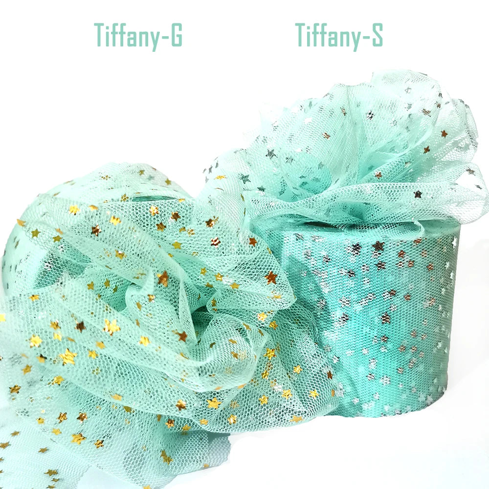 25Yards 6cm Star Tulle Confetti Glitter Mesh Baking Cake Topper Tutu Pom Bow Soft Squine Organza DIY Wedding Birthday Decoration