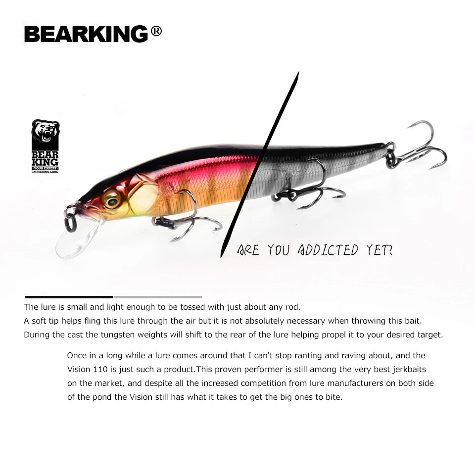 BEARKING 11cm 14g Top Hard Fishing Lures Minnow quality Baits Wobblers good action professional Fishing Tackles artificial