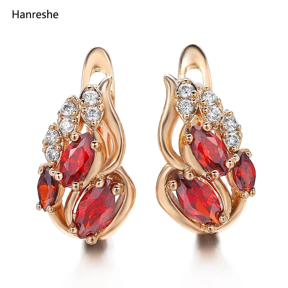 Hanreshe Crystal Stud Earrings Small Red Blue Natural Zircon  Hiphop Jewelry Party Cute Gold Color Lovers Earrings Women Gift