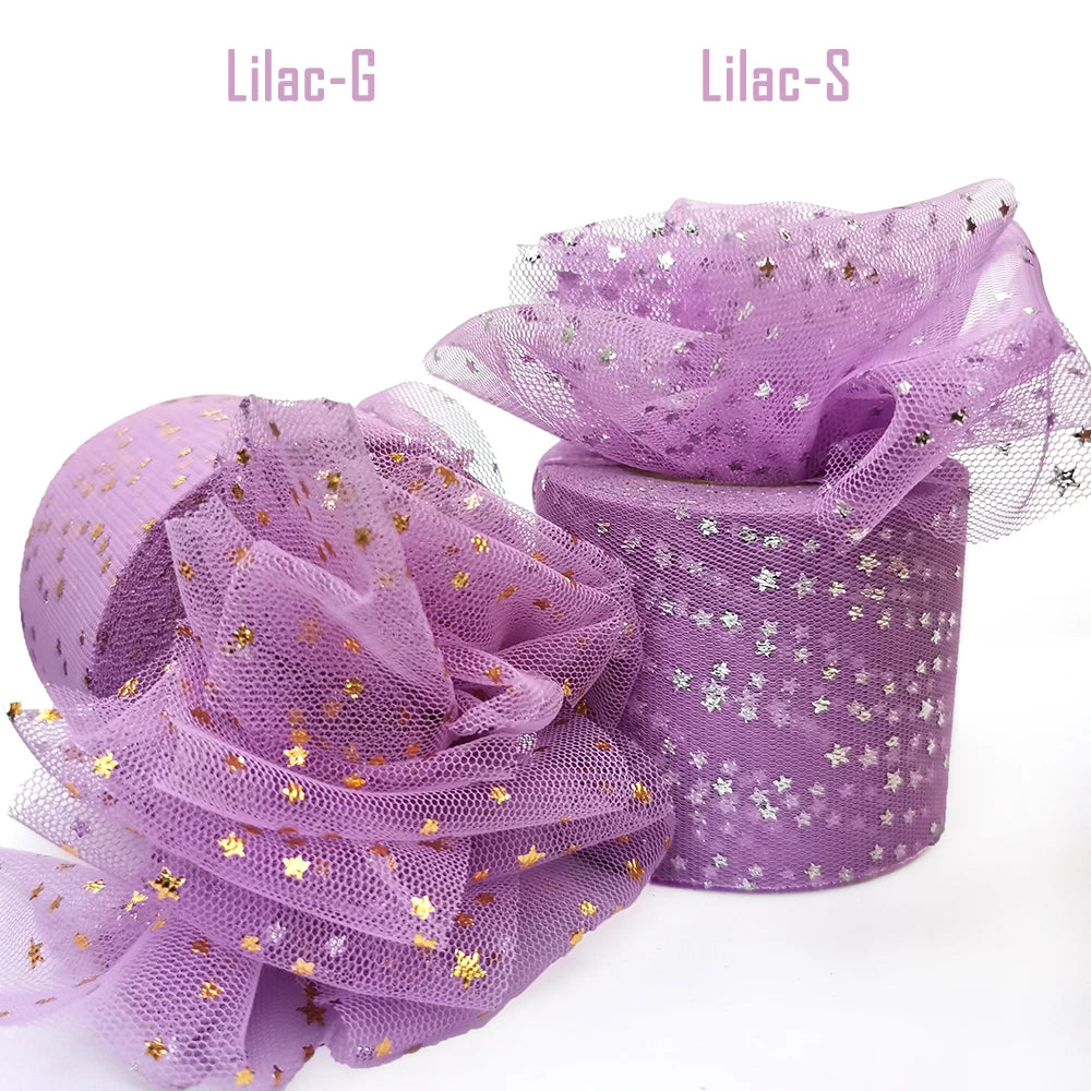 25Yards 6cm Star Tulle Confetti Glitter Mesh Baking Cake Topper Tutu Pom Bow Soft Squine Organza DIY Wedding Birthday Decoration