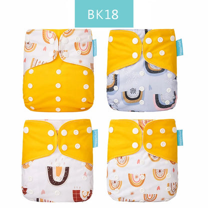 Happyflute 2023 New Fashion Style Baby Nappy 4Pcs/Set Diaper Cover Waterproof&Reusable Cloth Diaper