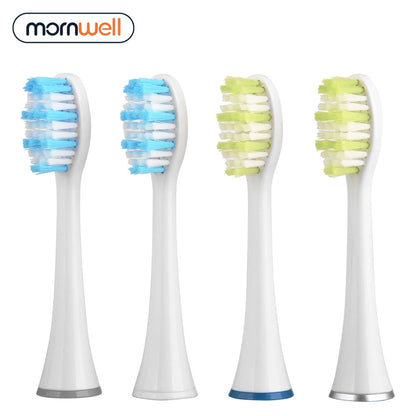 Mornwell D903  4pcs White Standard Replacement Toothbrush Heads with Caps for Mornwell D01/D02 Electric Toothbrush