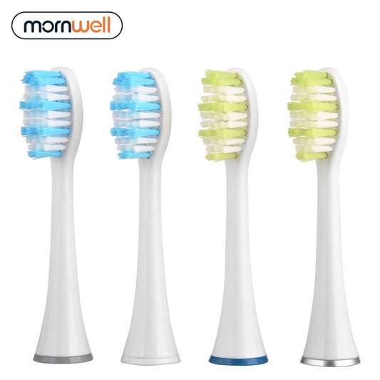 Mornwell D903  4pcs White Standard Replacement Toothbrush Heads with Caps for Mornwell D01/D02 Electric Toothbrush