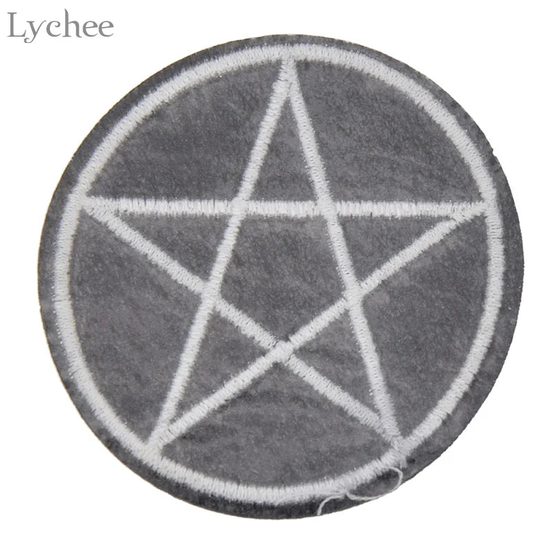 Lychee Life 5pcs Pentagram Gothic Patches DIY Handmade Garment Applique Sew On Clothes Embroidery Crafts For Bags Hats