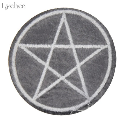 Lychee Life 5pcs Pentagram Gothic Patches DIY Handmade Garment Applique Sew On Clothes Embroidery Crafts For Bags Hats