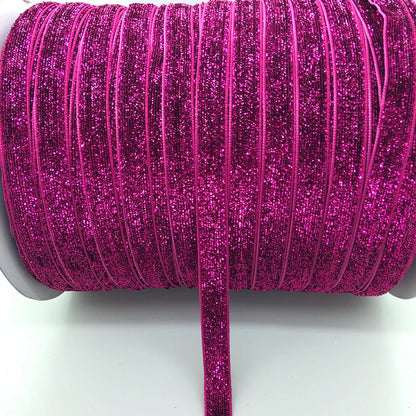 Free shipping 5 yards 3/8 "10mm Glitter Velvet Ribbon Headband Clips Bow Decoration Pick Colors