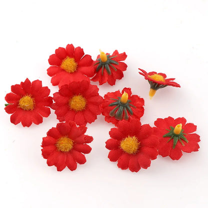 100PC/lot  2.5cm Mini Daisy Decorative Flower Artificial Silk Flowers Party Wedding Decoration Home Decor(without stem) Cheaper