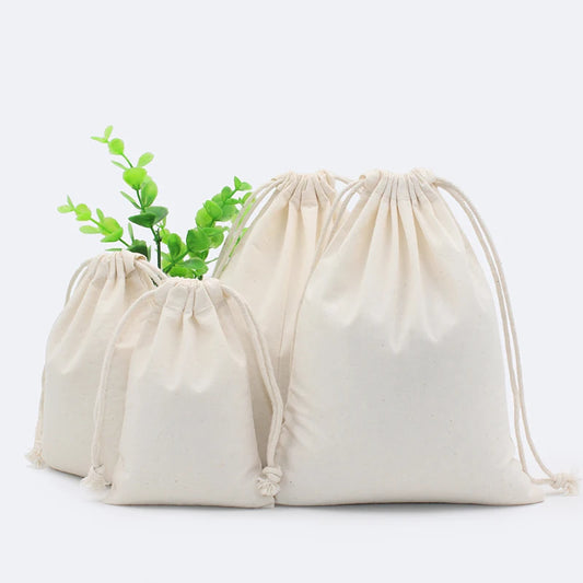 2PCS Cotton Fabric Dust Cloth Drawstring Storage Bag Clothes Socks/Underwear Shoes Receive Bag Home Sundry Kids Toy Storage Bags