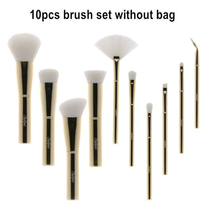 Makeup Brush Set 10Pcs Gold Powder Blush Foundation Eyebrow Make Up Brushes Kit