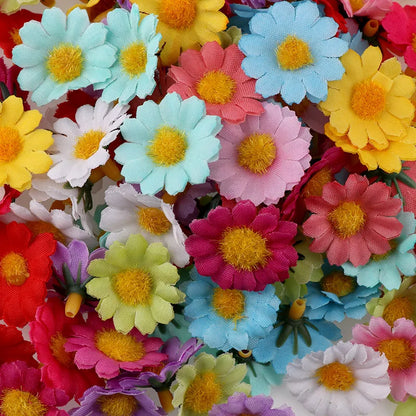 100PC/lot  2.5cm Mini Daisy Decorative Flower Artificial Silk Flowers Party Wedding Decoration Home Decor(without stem) Cheaper