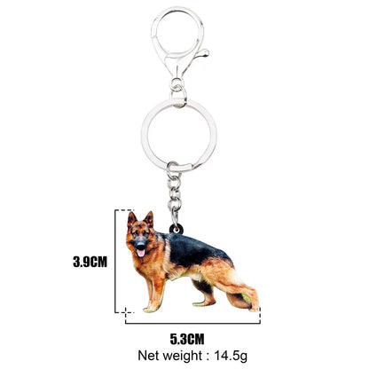 Bonsny Acrylic German Shepherd Dog Key Chain Keychain Ring Fashion Animal Jewelry For Women Girls Pet Lovers Car Bag Charms Gift (Copie) (Copie)