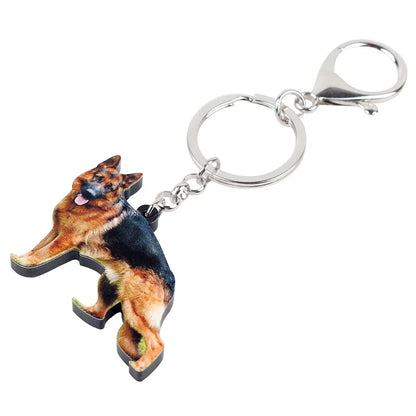 Bonsny Acrylic German Shepherd Dog Key Chain Keychain Ring Fashion Animal Jewelry For Women Girls Pet Lovers Car Bag Charms Gift (Copie) (Copie)