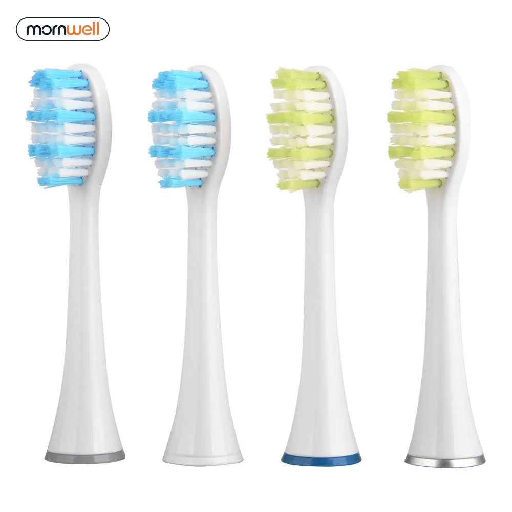 Mornwell D903  4pcs White Standard Replacement Toothbrush Heads with Caps for Mornwell D01/D02 Electric Toothbrush