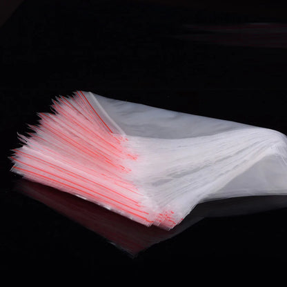 100pcs/pack Small Zip Lock Plastic Bag Reclosable Transparent Bag Shoe Bag Vacuum Bag Poly Clear Bags Thickness 0.05mm